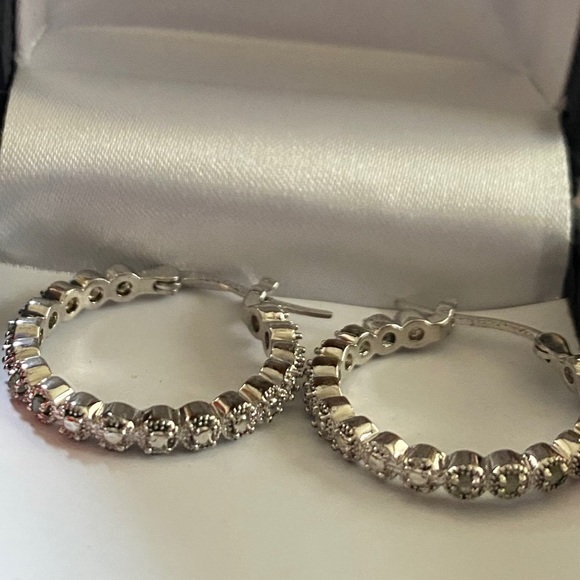 Lab Created White Sapphire Earrings - Picture 3 of 7